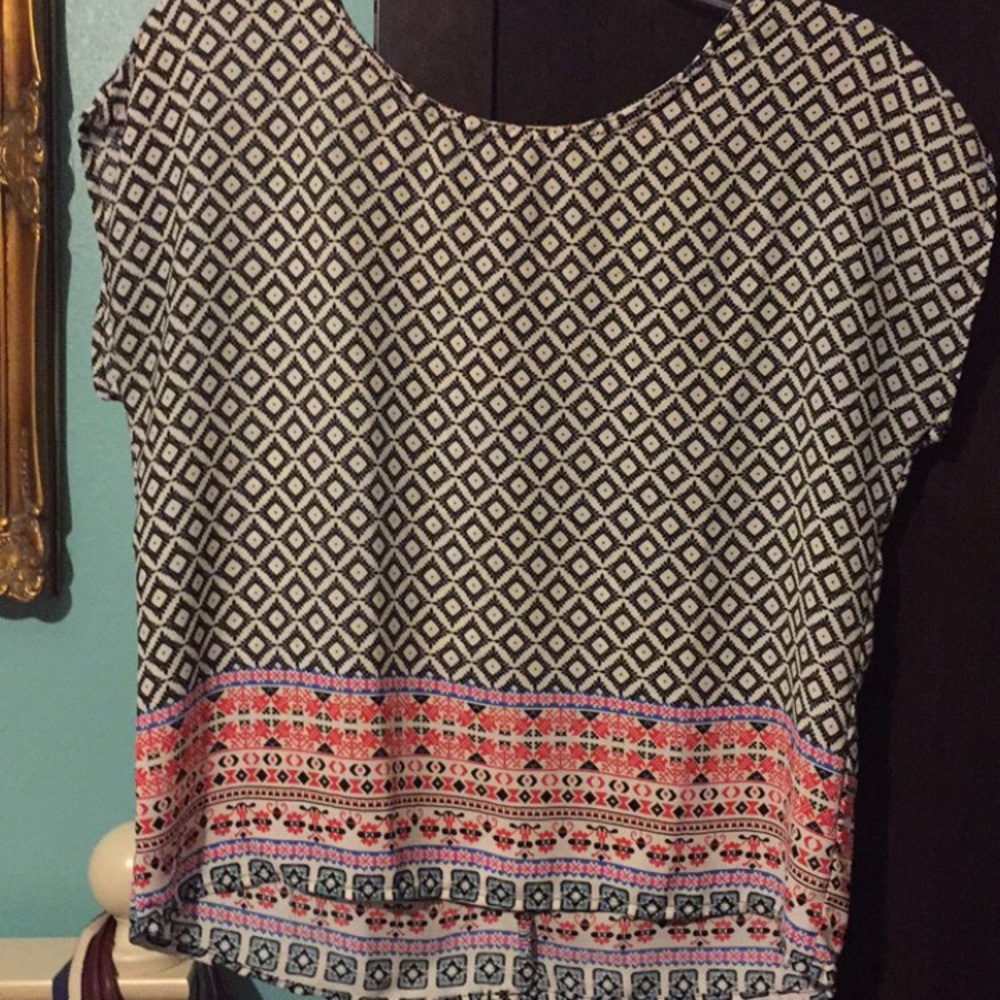 Boho Pattern Satin Blouse
